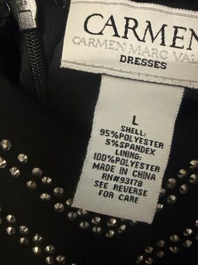 Carmen Marc Valvo Black Dress with Silver Studs size L